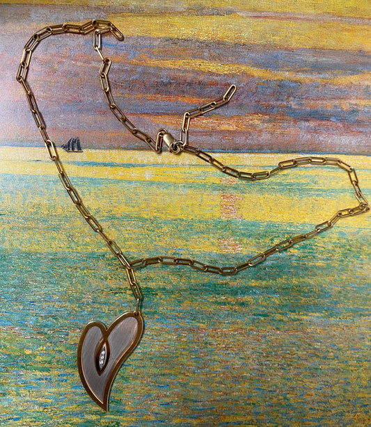 14k Two-tone Heart Paperclip Necklace