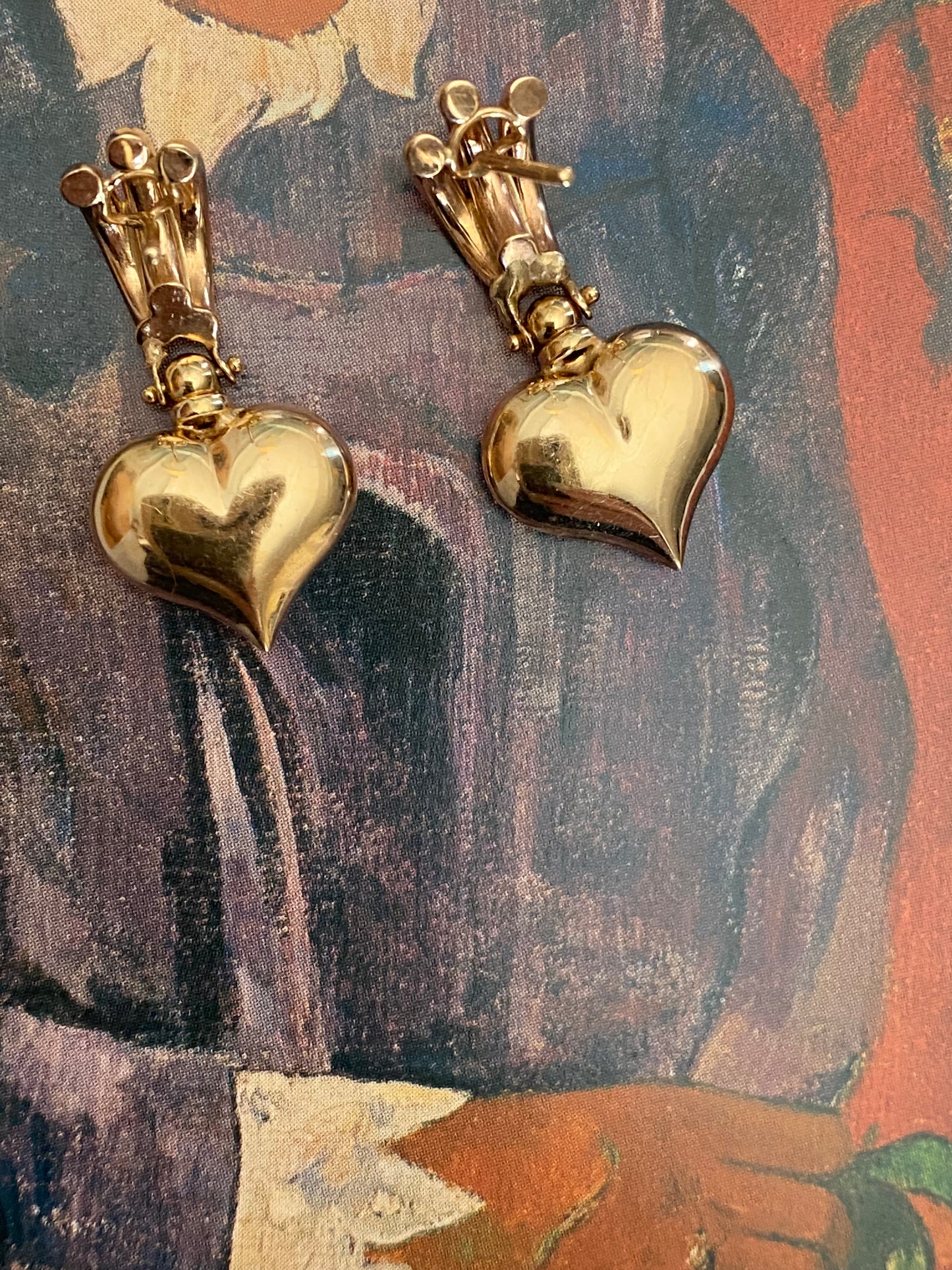 14k Puffy Heart Dangles