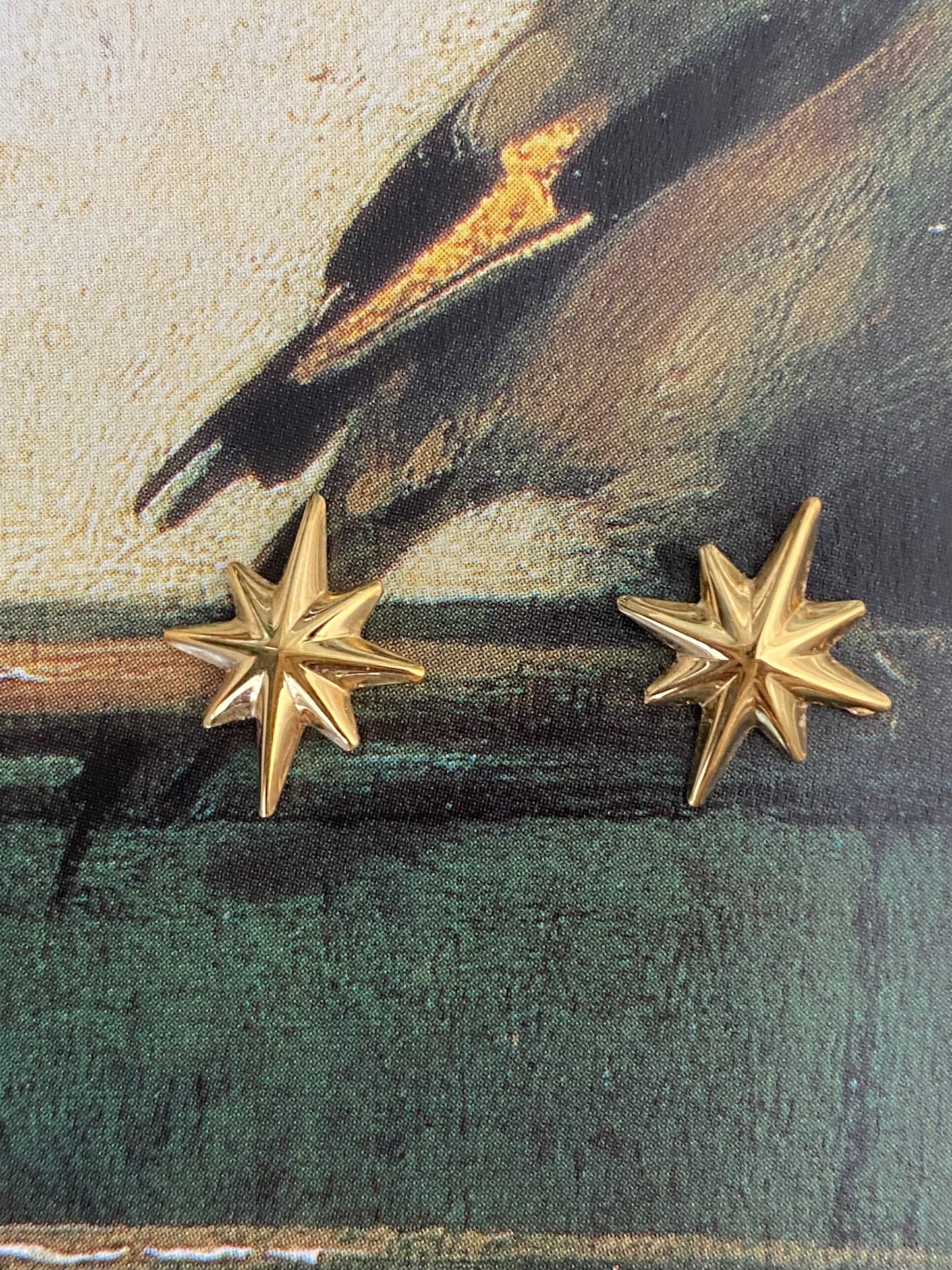 14k Puffy Starburst Earrings