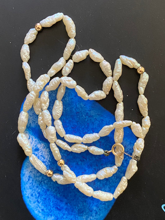 Handknotted Rice Pearl Necklace