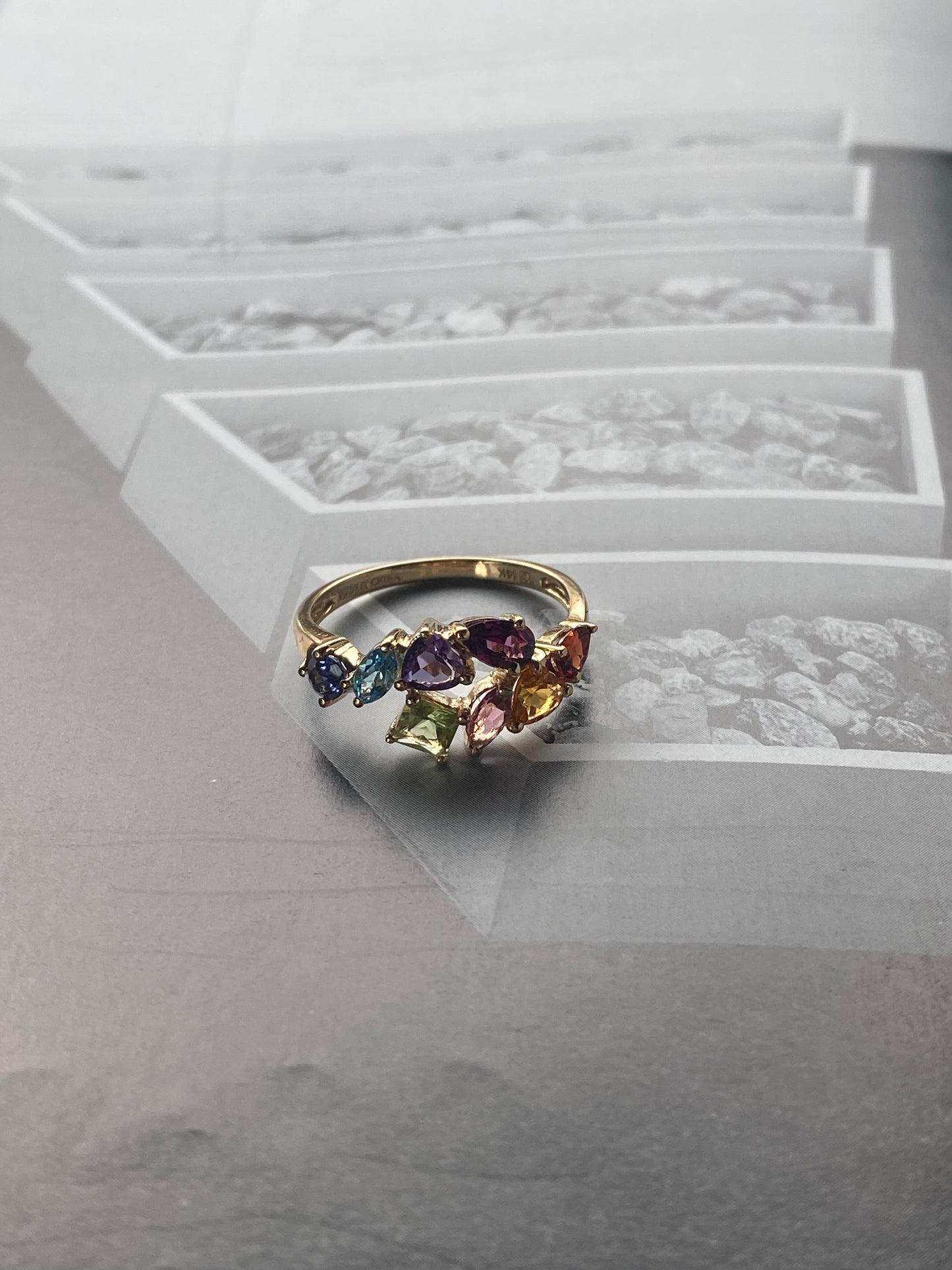 14k Gemstone Bypass Ring