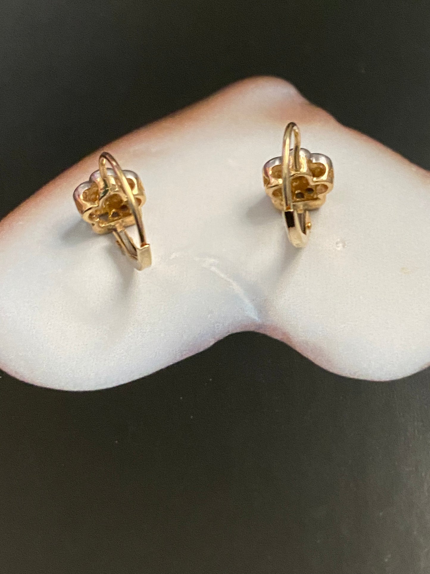 14k WG/YG Flower Earrings