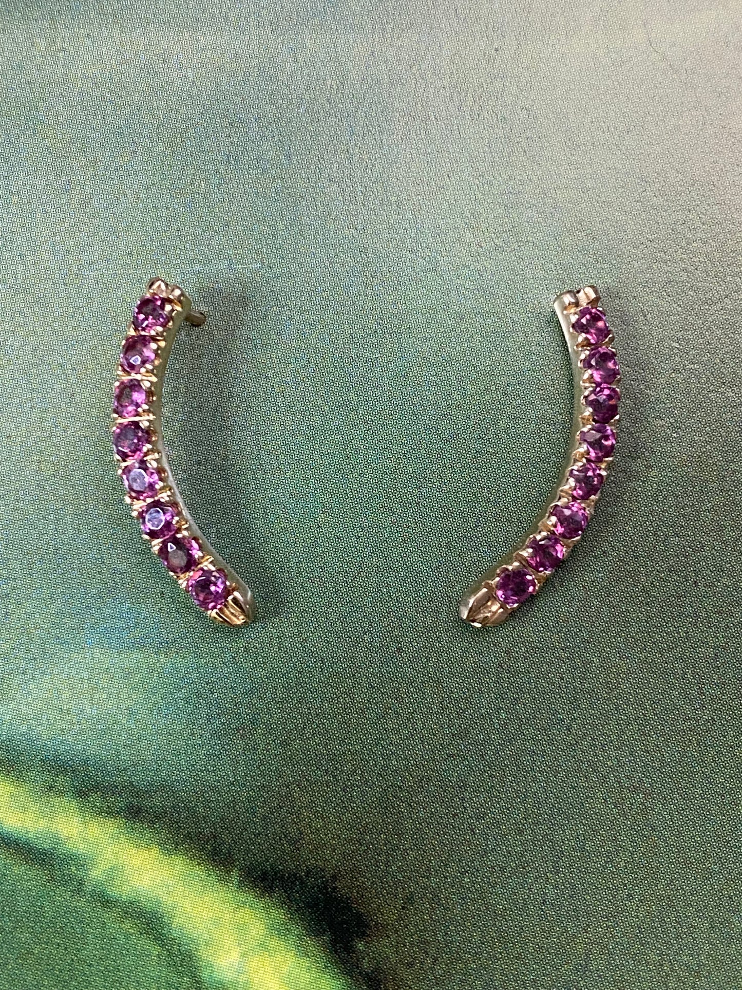 14k Pink Sapphire Curved Bar Studs