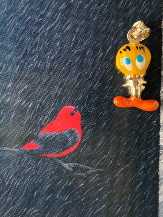 14k RARE Enamel Tweety Bird Charm