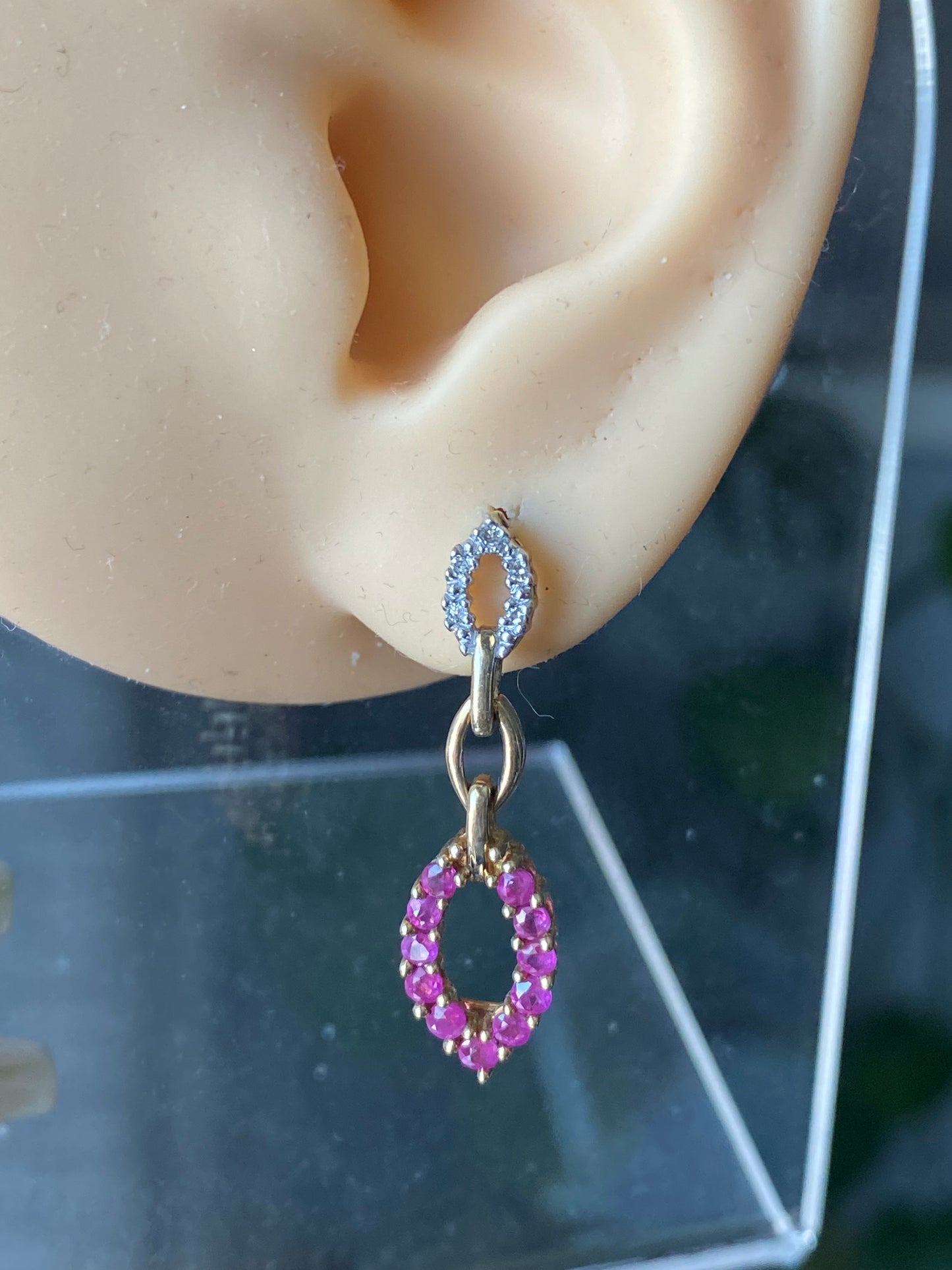 10k Ruby and Diamond Dangle