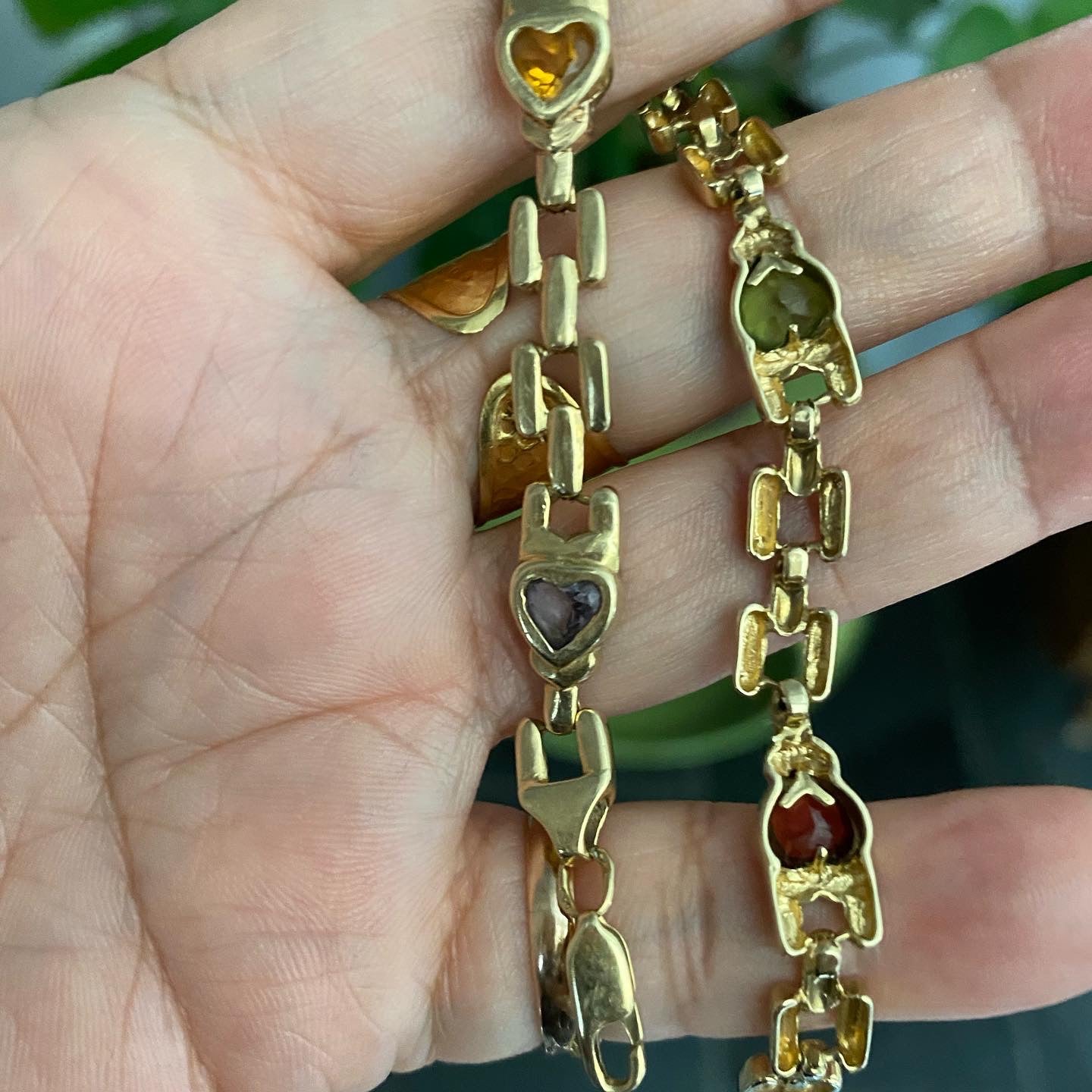 14k Heart Gemstone Bracelet