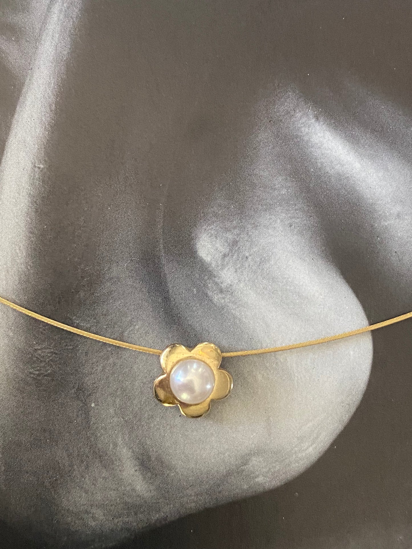 14k Pearl Flower on Cable Chain