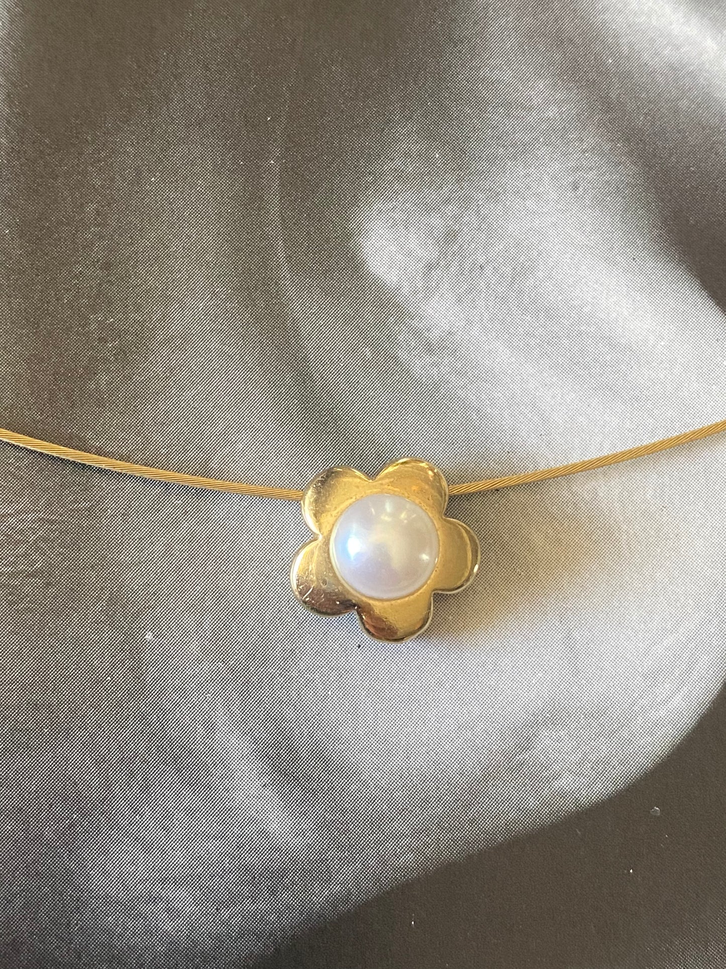 14k Pearl Flower on Cable Chain