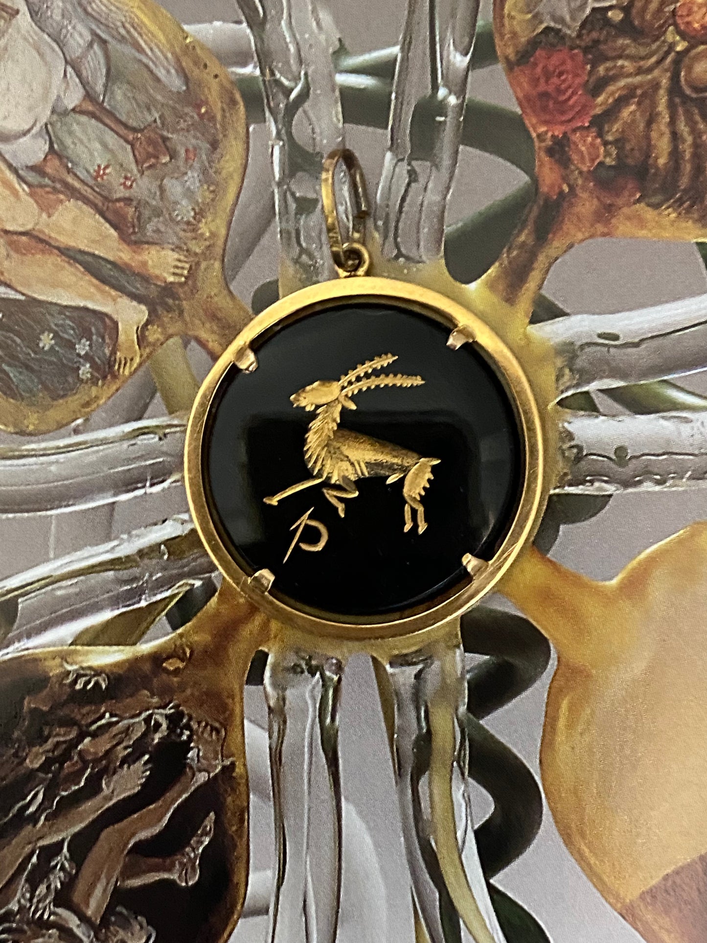 18k Onyx Goat/Capricorn Pendant