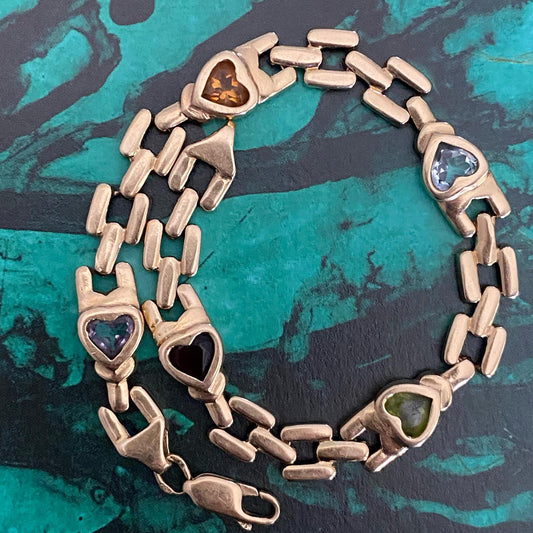 14k Heart Gemstone Bracelet